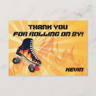 Flaming Roller Skating Party Thank you note card