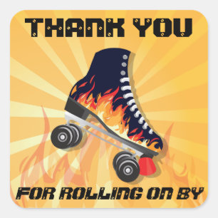 Flaming Roller Skating Sticker