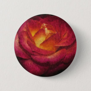 Flaming Rose Oil Painting 2 Inch Round Button