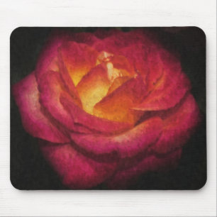 Flaming Rose Oil Painting Mouse Pad