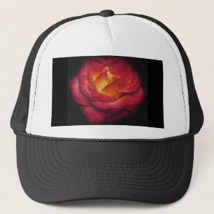 Flaming Rose Oil Painting Trucker Hat