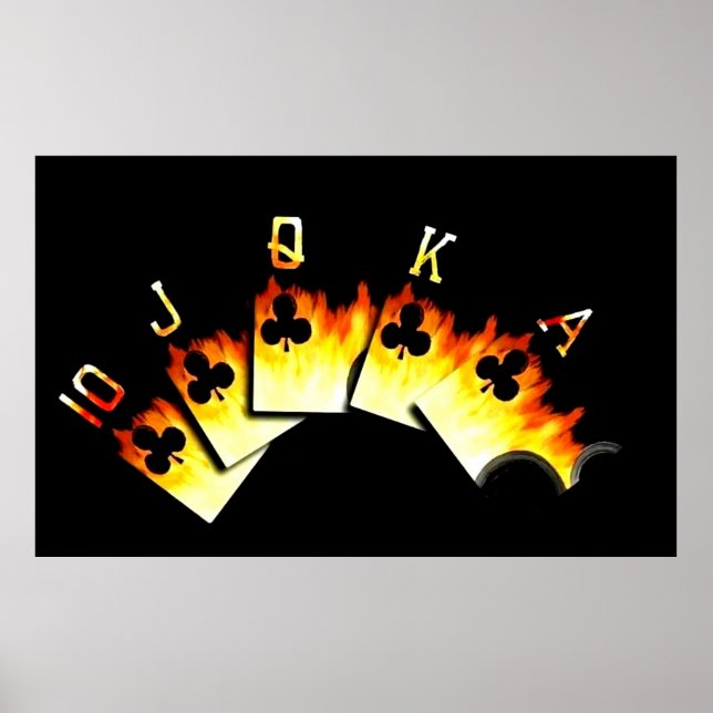 FLAMING ROYAL FLUSH OF CLUBS POSTER (Front)