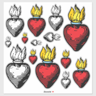 Flaming Sacred Heart 14" x 14" Sheet
