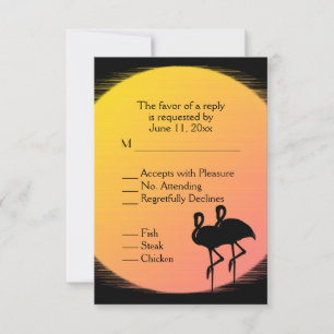 Flaming Setting Sun Evening Wedding RSVP Card