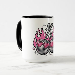 Flaming Silver Chrome Cherries Mug - Y2K 