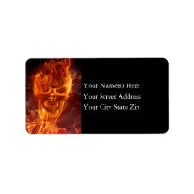 Flaming Skeleton Halloween Return Address Label