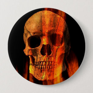 Flaming Skull 4 Inch Round Button