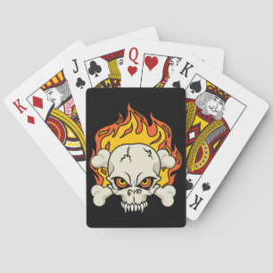 Flaming Skull and Crossbones Playing Cards