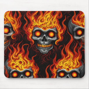 Flaming skull design gothic tattoo rock and roll s mouse pad