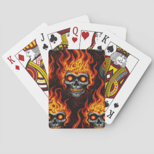 Flaming skull design gothic tattoo rock and roll s playing cards