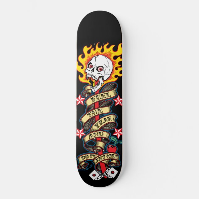 Flaming Skull Feel the Fear Skateboard (Front)