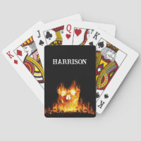 Flaming Skull Flames Fire Circle Monogram