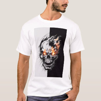 Flaming Skull - Gothic Design T-Shirt