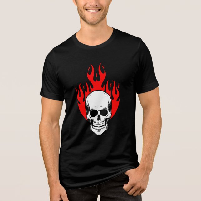 Flaming Skull Graphic Tri-Blend Shirt (Front)