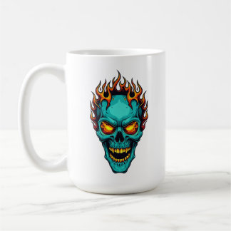 Flaming Skull Graphic Vintage Style, Halloween Coffee Mug