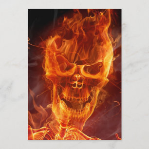 Flaming Skull Halloween Invitation w/Bloody Text