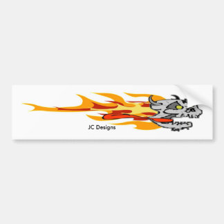 Flaming Skull, JC Designs Bumper Sticker