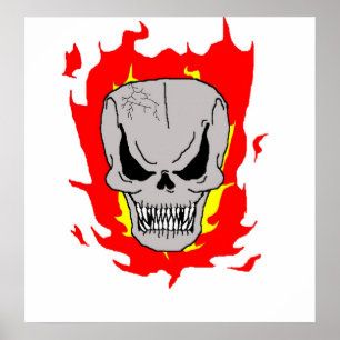 Flaming Skull Poster