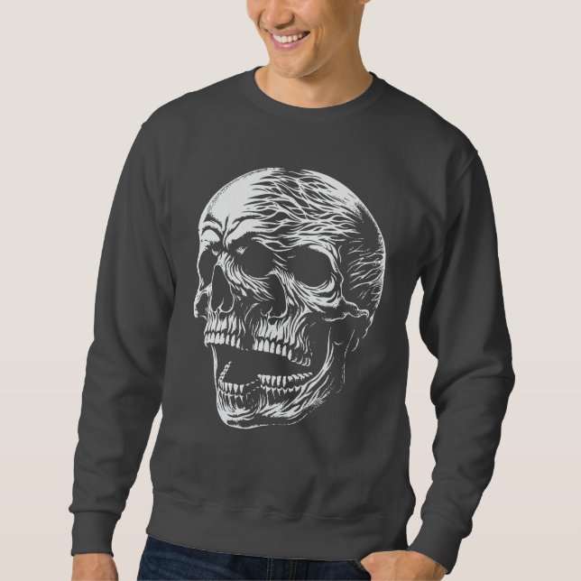 Flaming Skull Scream - Dark Gothic Skull Sweatshirt (Front)