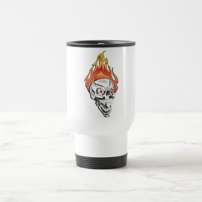 Flaming Skull Travel Mug (Center)
