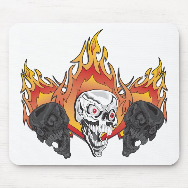 Flaming Skulls Mouse Pad (Front)