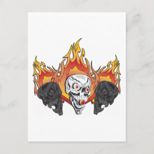 Flaming Skulls Postcard