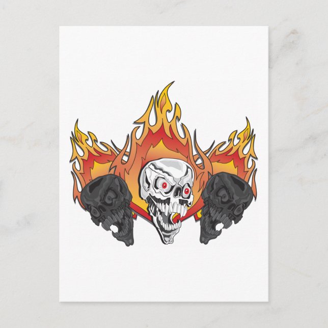 Flaming Skulls Postcard (Front)