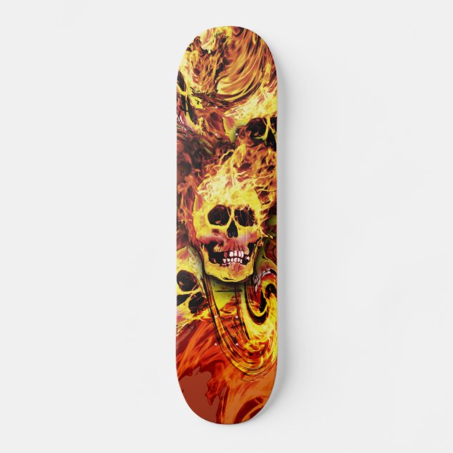 Flaming skulls Skateboard (Front)