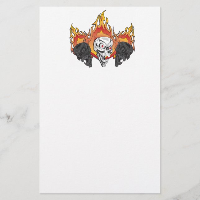Flaming Skulls Stationery (Front)