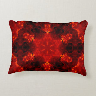 Flaming Snowflake Orange Gradient Kaleidoscope Accent Pillow