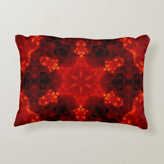 Flaming Snowflake Orange Gradient Kaleidoscope Accent Pillow (Back)