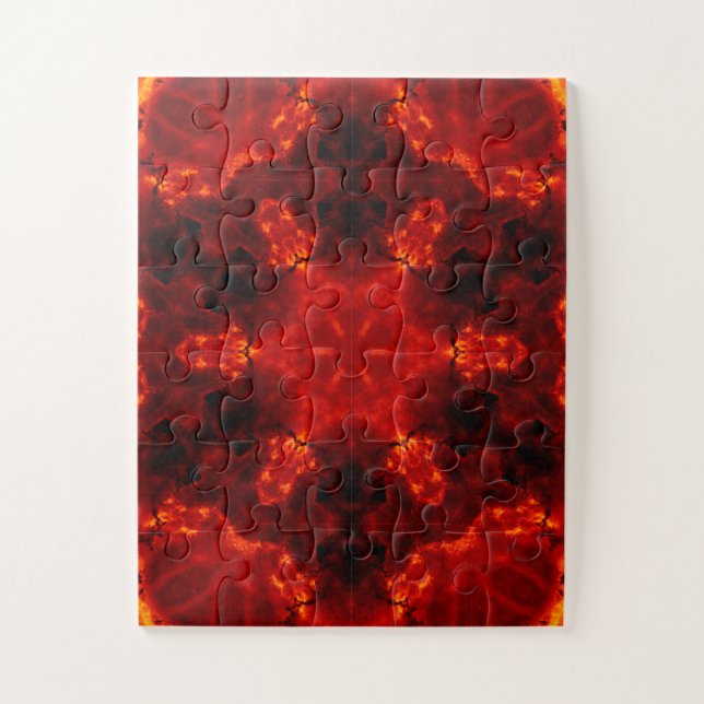 Flaming Snowflake Orange Gradient Kaleidoscope Jigsaw Puzzle (Vertical)
