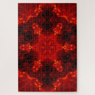 Flaming Snowflake Orange Gradient Kaleidoscope Jigsaw Puzzle