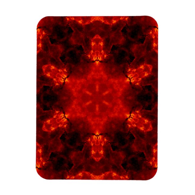 Flaming Snowflake Orange Gradient Kaleidoscope Magnet (Vertical)