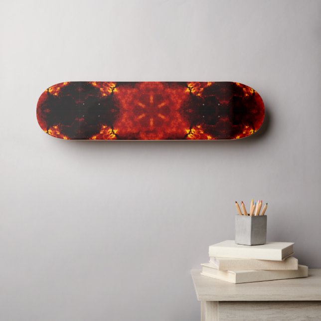 Flaming Snowflake Orange Gradient Kaleidoscope Skateboard (Wall Art (Horz))