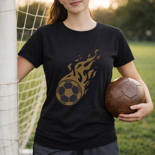 Flaming Soccer Ball Art; Fireball Football Graphic T-Shirt