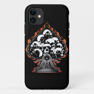 Flaming Spade with Skulls iPhone 11 Case