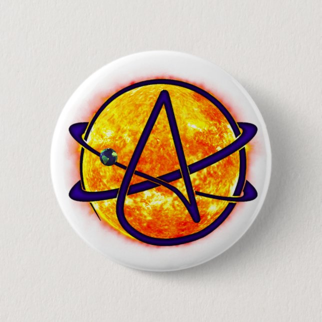 Flaming Sun Atheist Symbol 2 Inch Round Button (Front)