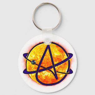 Flaming Sun Atheist Symbol Keychain