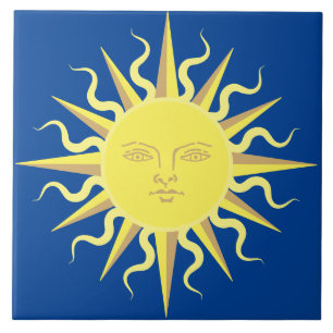 Flaming Sun Face Template Tile