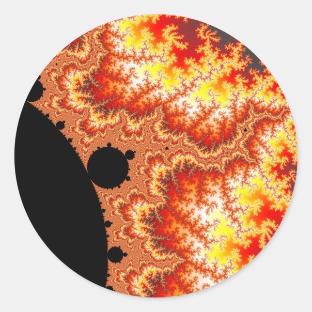 Flaming Sun - Fractal Classic Round Sticker (Front)