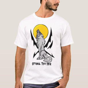 Flaming Tattoo Style Howling Wolf T-Shirt