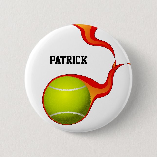 flaming Tennis ball 2 Inch Round Button (Front)