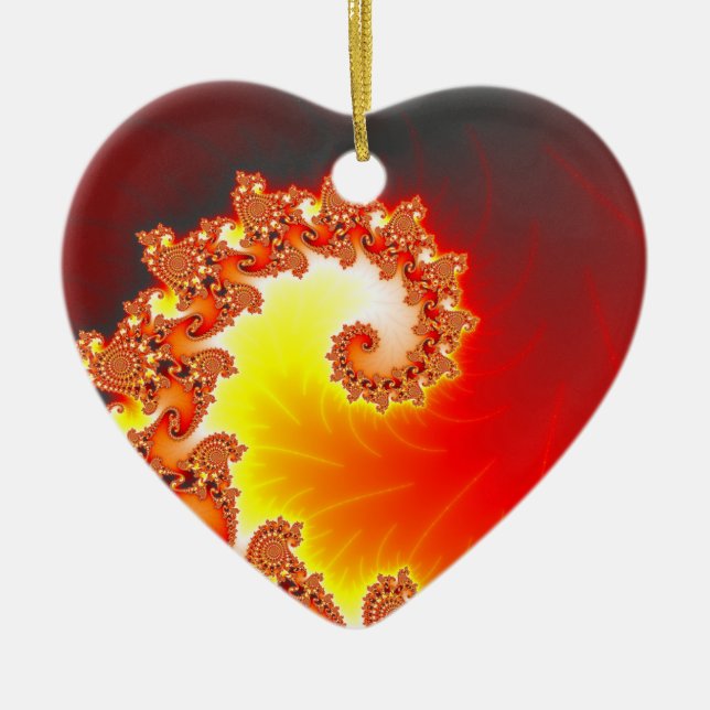 Flaming Tentacle - Fractal Art Ceramic Ornament (Front)