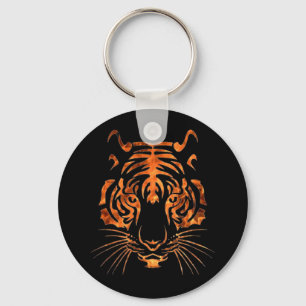 Flaming tiger keychain