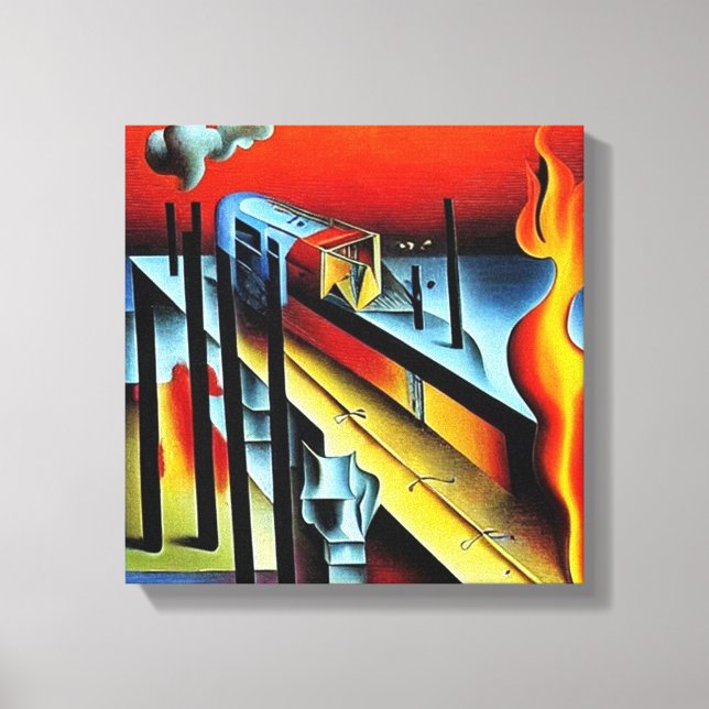 Flaming Train Canvas Print (Front)