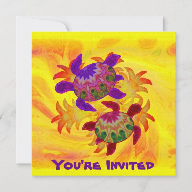 Flaming Turtles Invitations (Front)