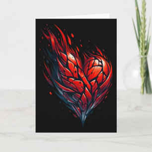 Flaming Valentine Red Heart On Fire  Card