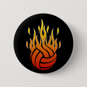 Flaming Volleyball Button
