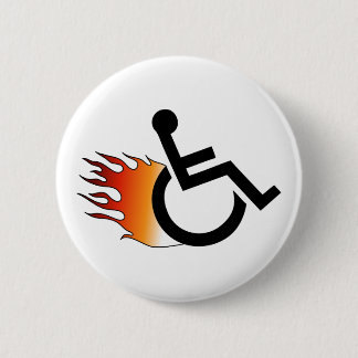 Flaming Wheelchair 2 Inch Round Button